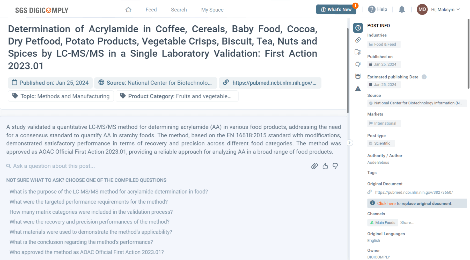 Acrylamide new method