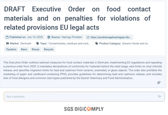 DRAFT Executive Order on food contact materials and on penalties for violations of related provisions EU legal acts