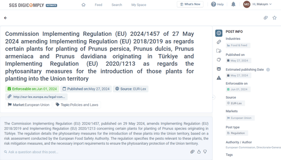 EU Regulation 2024 1457 Phytosanitary Measures for Prunus Species from Turkey