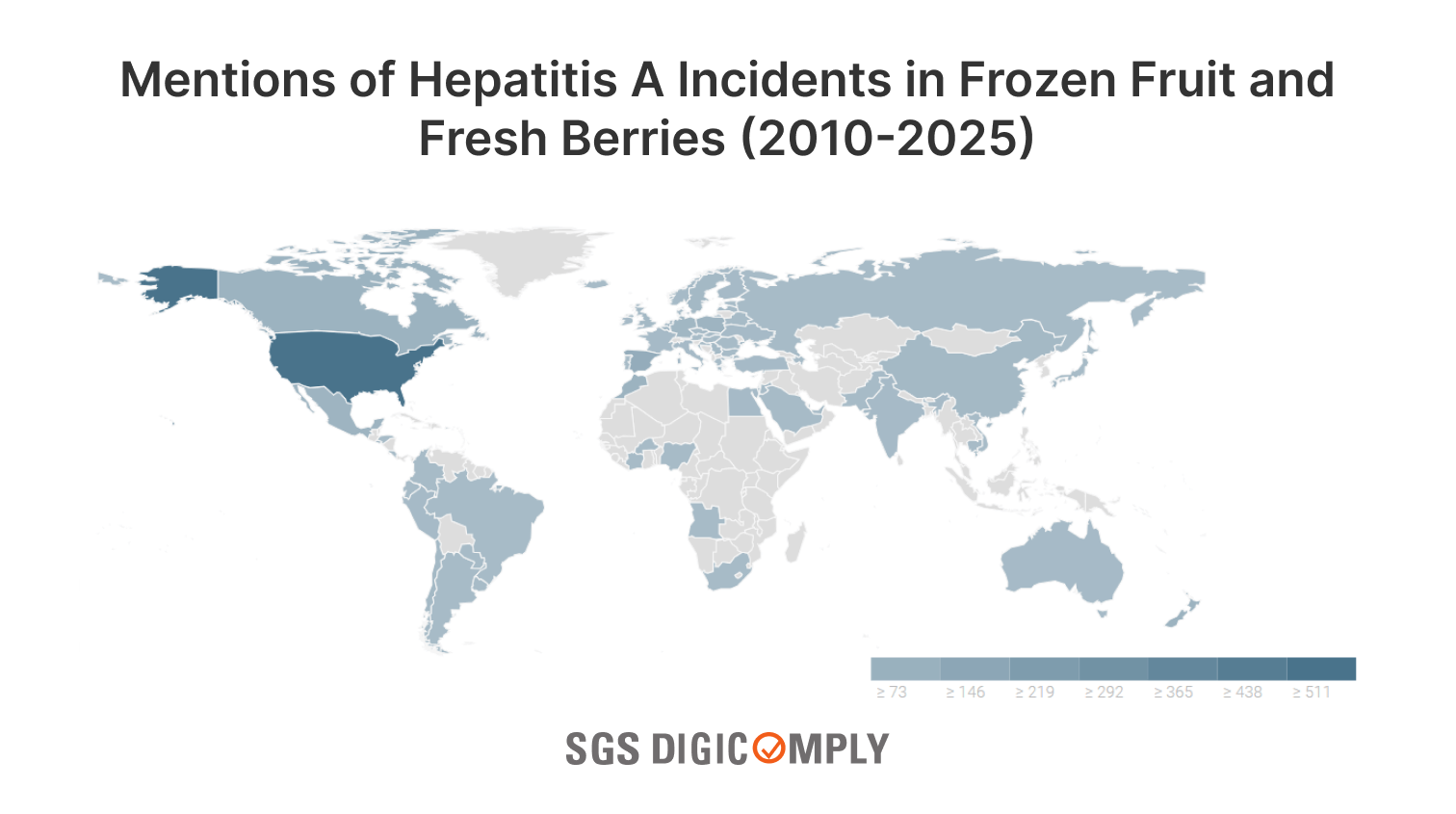Mentions of Hepatitis A Incidents in Frozen Fruit and Fresh Berries (2010-2025) map